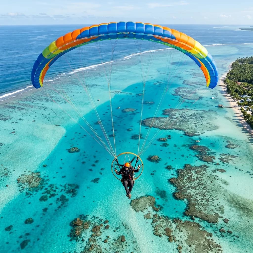 Paramotor coastal aerial view