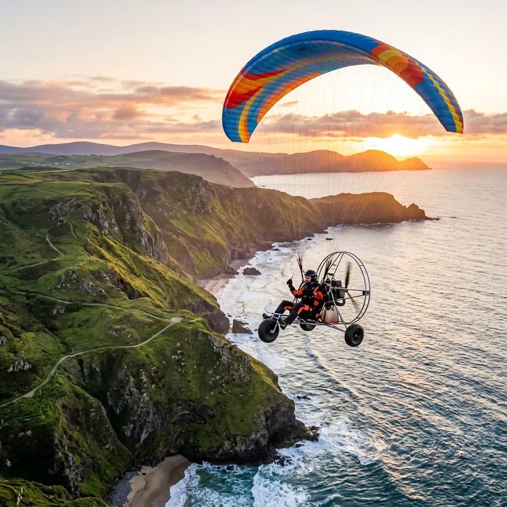Paratrike coastal cliffs flight
